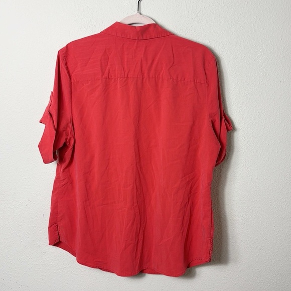 Chico’s Silky Soft Camp Button Down Shirt Burnt Orange size 2 US 4-6 - Picture 3 of 11